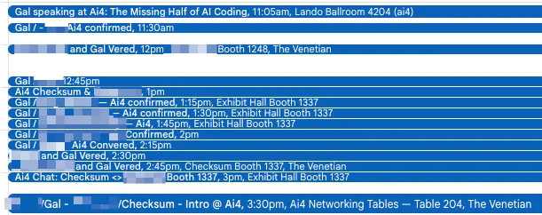 My calendar during the conference